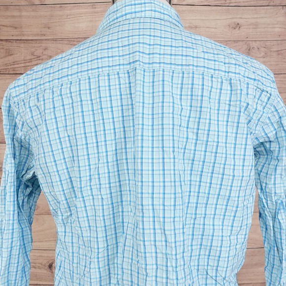 AEROPOSTALE SLIM FIT BLUE CHECK PLAID BUTTON DOWN SHIRT MENS SIZE M MEDIUM - Picture 5 of 6
